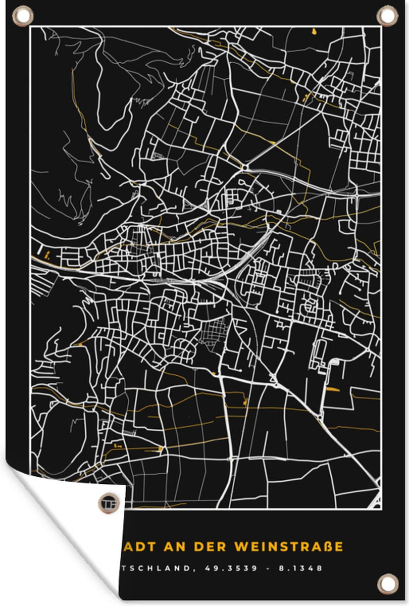 GreatGardenPosters Tuindoek Neustadt an der Weinstraße Stadskaart Goud - B: 120 cm, H: 180 cm
