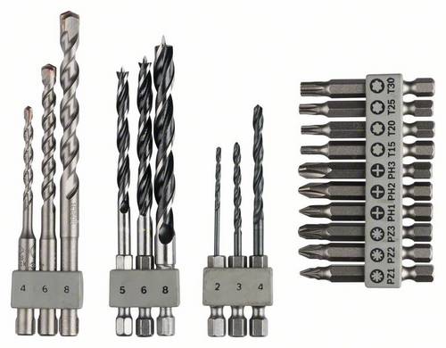Bosch Accessories 2609256989 19teilig Bohrer- und Bit-Sortiment Metall, Stein, Beton, Holz, Mauerwerk 2 mm, 3 mm, 4 mm, 5 mm
