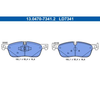 ATE Bremsbelagsatz, Scheibenbremse Ceramic 13.0470-7341.2 für JAGUAR LAND ROVER