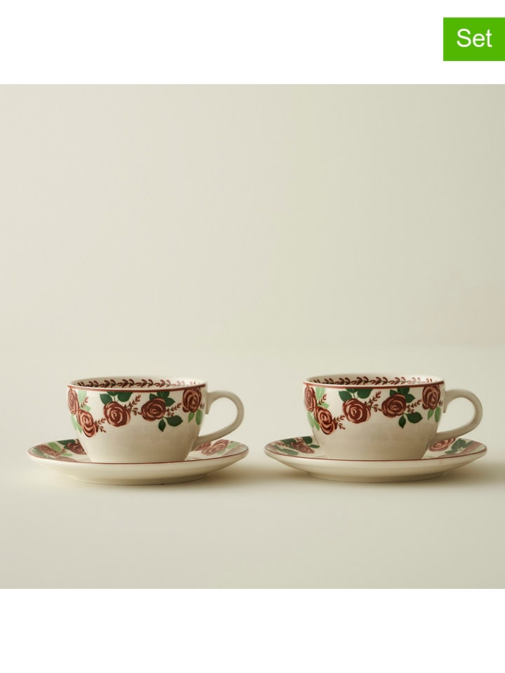 BELLA MAISON 2er-Set: Kaffeetassen in Weiß/ Rosa - 270 ml - onesize