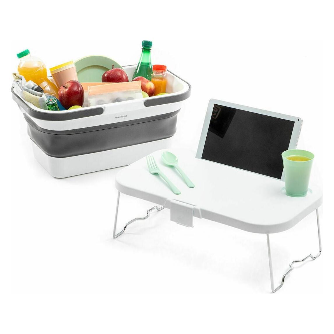 InnovaGoods Faltbarer Picknickkorb mit Tisch-Deckel Pickning (V0103866)