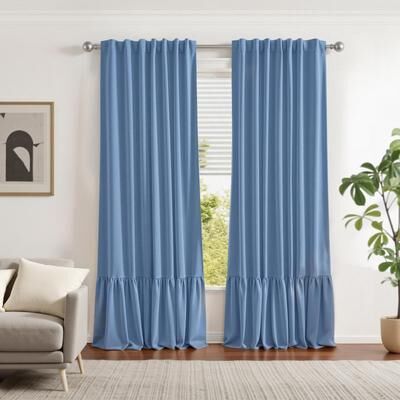 Awesome Home Blackout Recycled Cotton Ruffle Curtain Pair