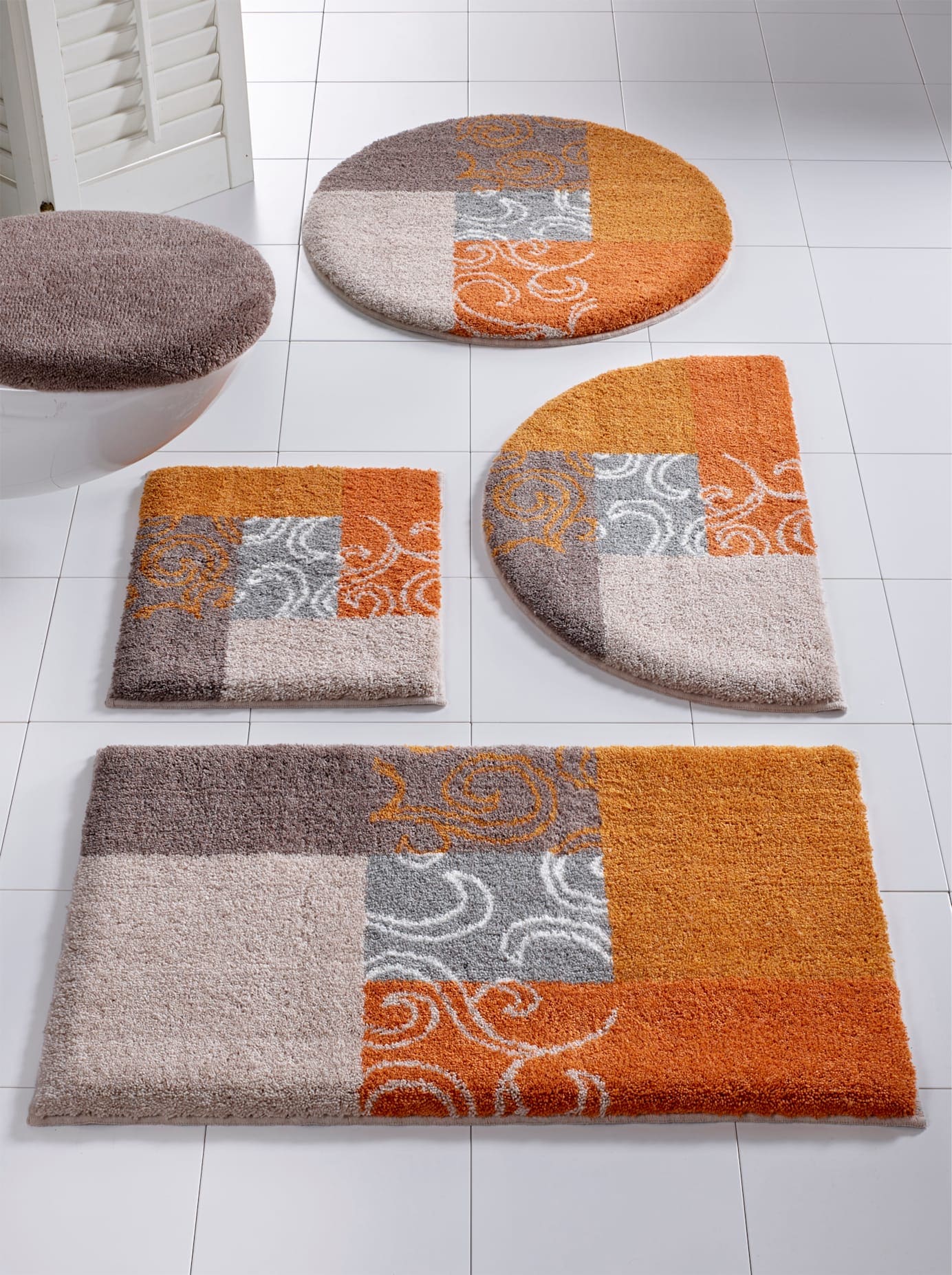 Badematte GRUND Gr. 7, orange (natur, terra), halbrund (50cm x 80cm ), Badematten, Badematte natur, terra halbrund (50cm x 80cm )