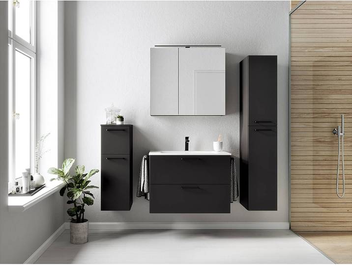 Spiegelschrank MYBA II 80cm Schwarz/Schwarz