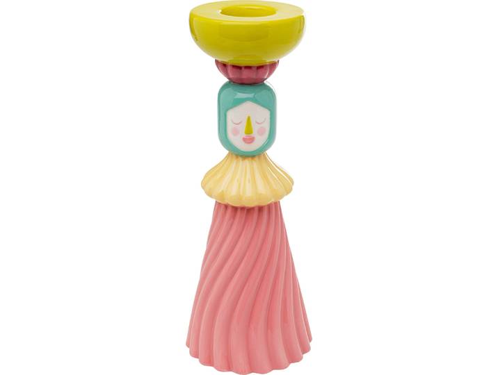 Kerzenständer KARE DESIGN Ballerina 32cm , bunt (mehrfarbig), B:12cm H:32cm T:12cm Ø:12cm, Dolomit, Kerzenhalter, Kerzenständer