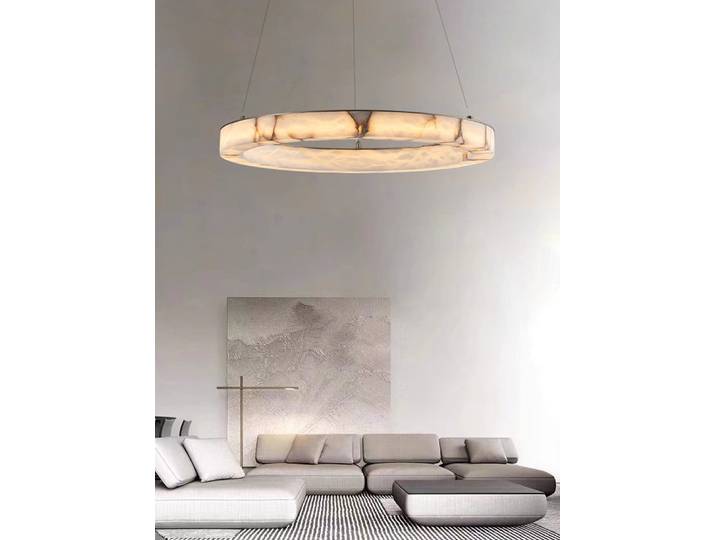 Plafonnier LED suspendu en marbre, design rond, éclairage d'intérieur, luminaire décoratif de plafond, idéal pour un salon