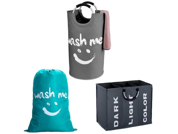 Wäschekorb 3-teiliges Set 90L / 95L / 120L Oxford-Gewebe, Mehrfarbig, 38x38x72 cm, Haushalt & Reinigung, Wäschepflege, Wäschekörbe & Wäschetonnen