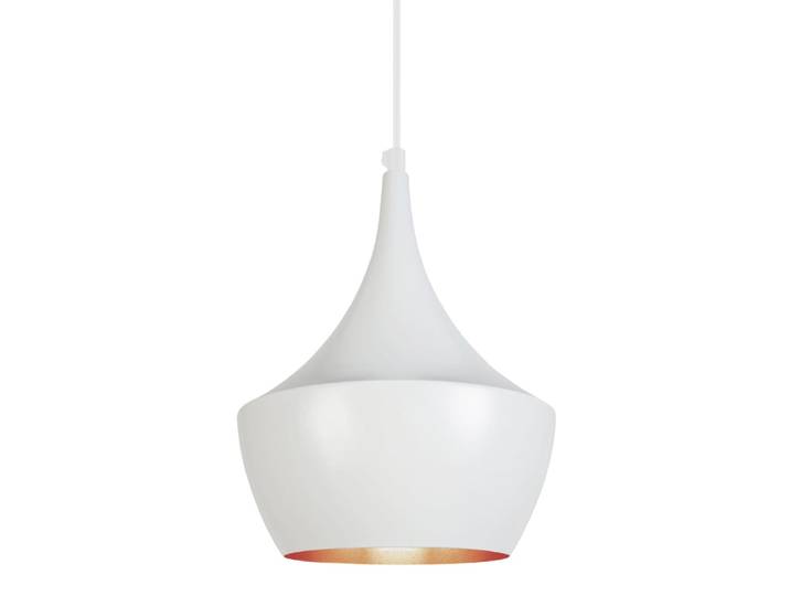 Suspension métal blanc abat-jour blanc et cuivre