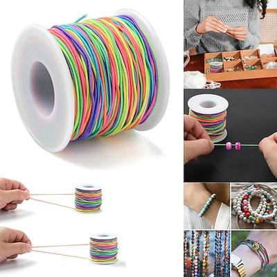 Elastische Schnur für Armbänder – 1 Rolle dehnbare Schnur für die Herstellung von Armbändern, regenbogenfarbene elastische Schnur für Armbänder, Schmuckherstellung, Halsketten, Perlen, Nähen und Basteln