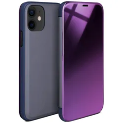 moex Clear View Cover für iPhone 12 – Spiegelnde klapp Hülle in Hochglanz Optik – Void Case