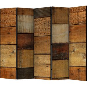 Artgeist Paravent Wooden Textures II, innen 5-tlg., aus Holz / Stoff, einseitig bedruckt, 225 x 172 cm
