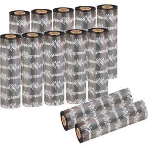 Zebra Farbband 2300 Standard, Wachs, 02300BK15645, Thermotransfer, 156mm x 450m, schwarz, 12 Stück