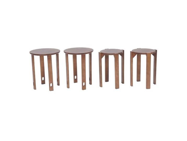 Lot de 4 tabourets empilables en bois avec roues tabourets ronds en bois pour salle à manger