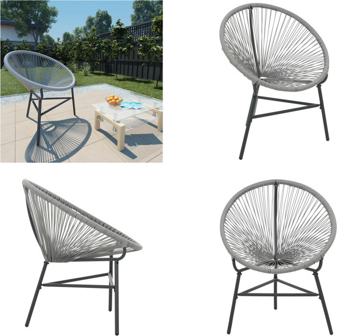vidaXL Tuinstoel Moon van polyrotan, grijs