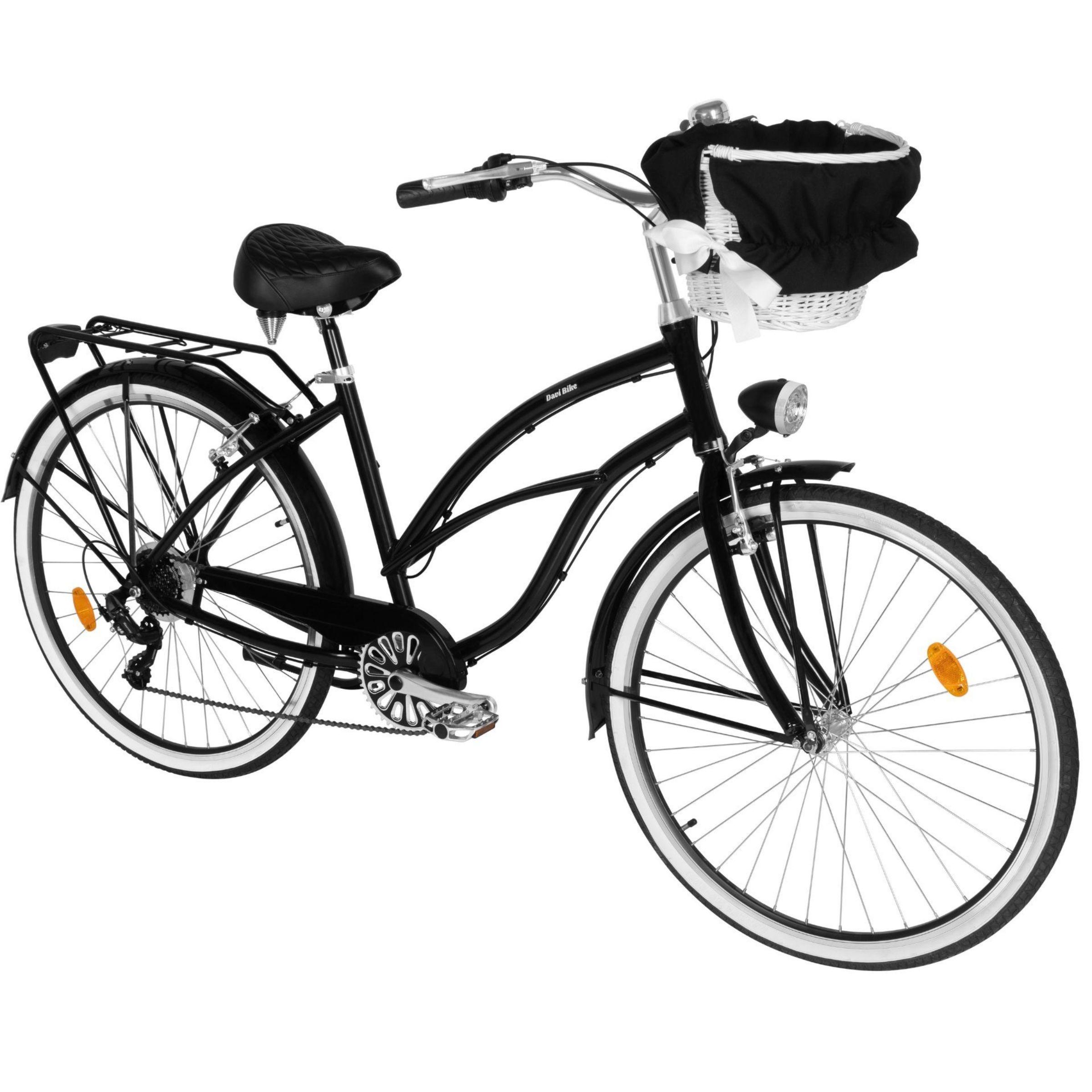 Davi Bianca Cruiser Damenfahrrad, Aluminium, 7 Gänge, 28", 160-185 cm, Schwarz