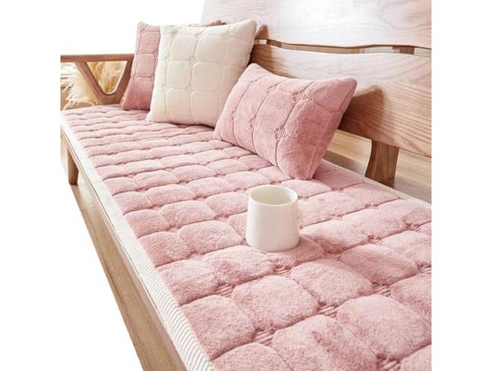 KRXSOBNV Das Sofa, 2-3 Kissen, rutschfeste Plüsch-Sofaüberzüge, 1 Stück(Pink,55cmx55cm)
