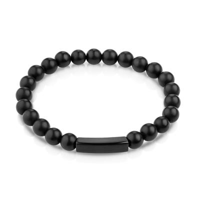 Armband ZEEME "Edelstahl/PVD schwarz", schwarz, Armbänder, Herren, 18cm, Edelstahl, matt, Armband