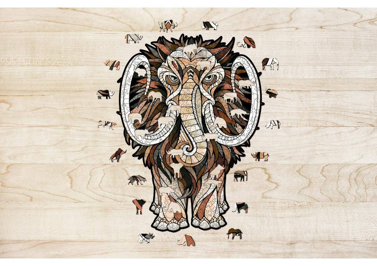 Eco Wood Art Houten legpuzzel Mammoet/Mastodon model 2505, B/D/H: 38,7 x 28,6 x 0,5 cm