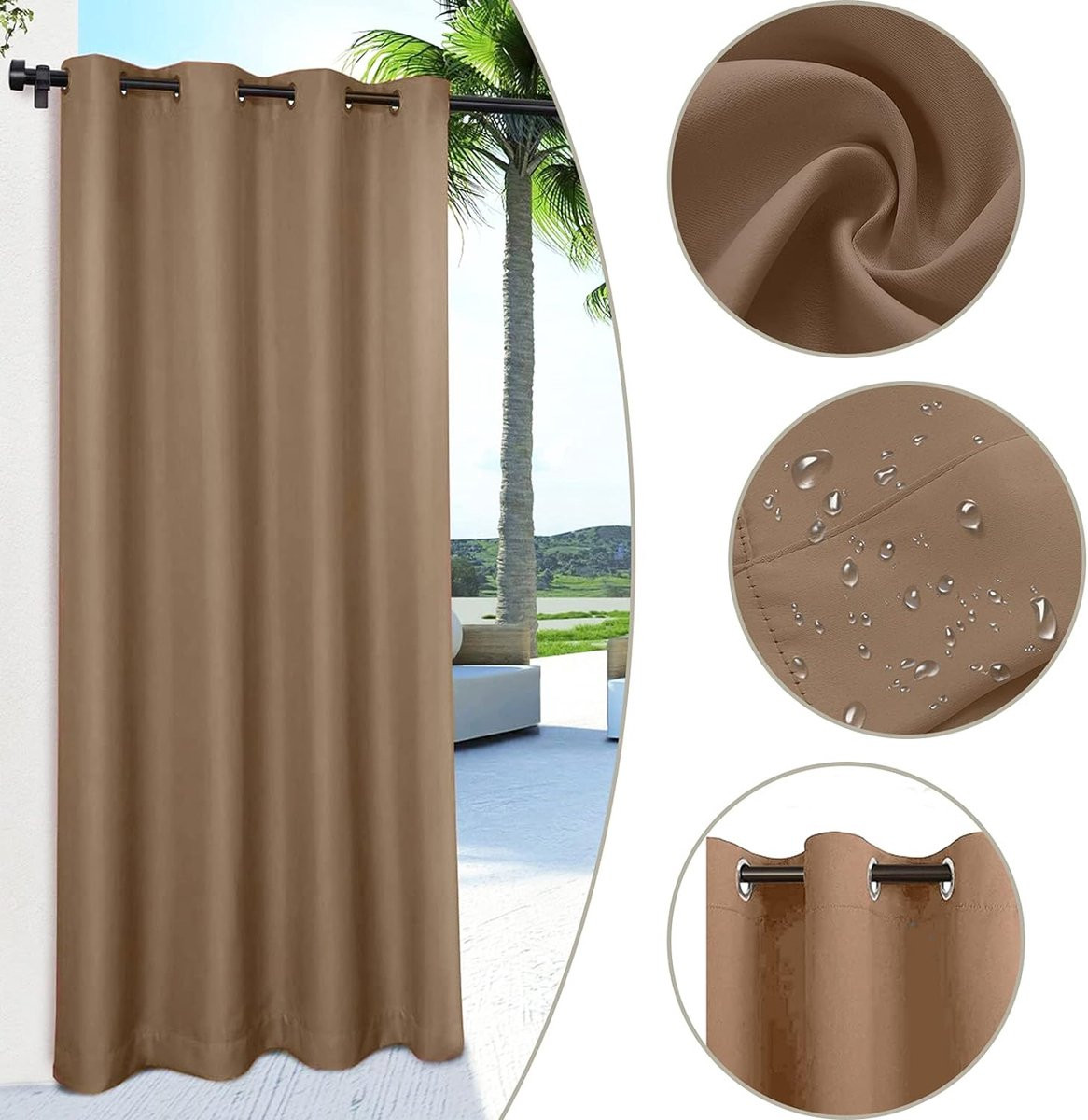 LiveGo Outdoor Zonnezeil voor buiten, 1 paneel, Koffie, Breedte: 132 cm, Lengte: 274 cm