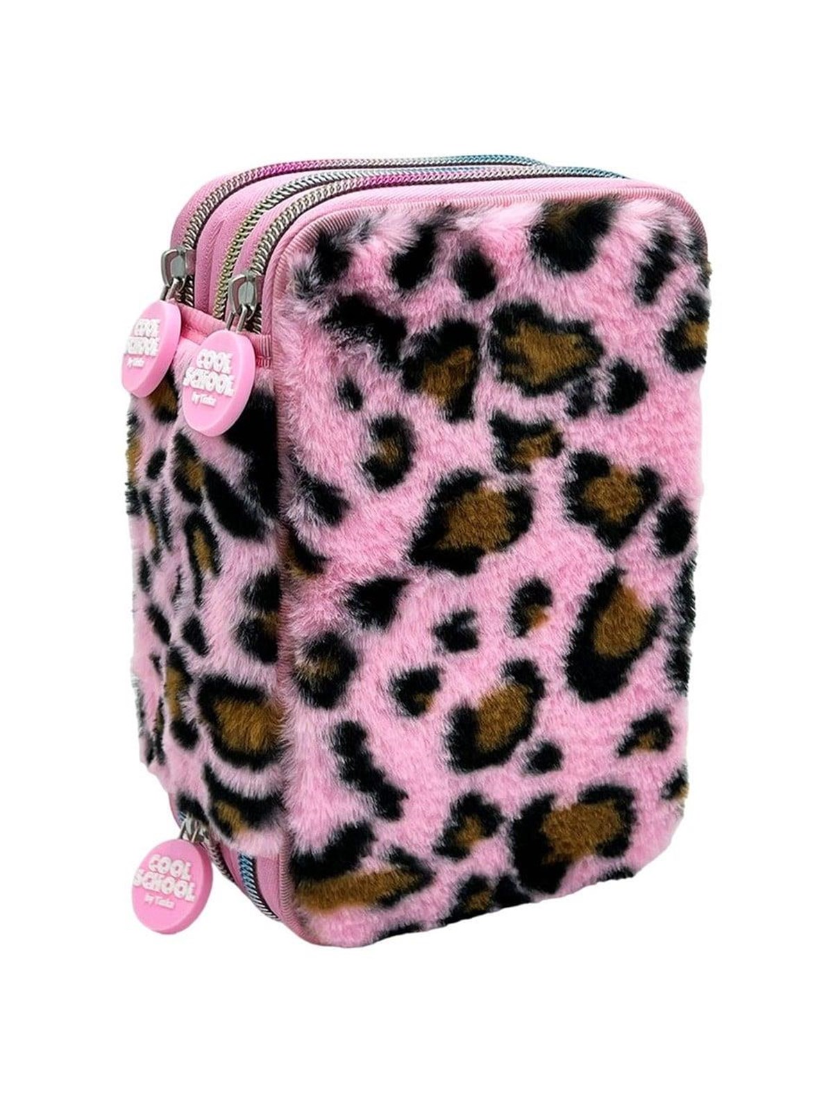 Tinka Triple Pencilcase - Leopard Rosa