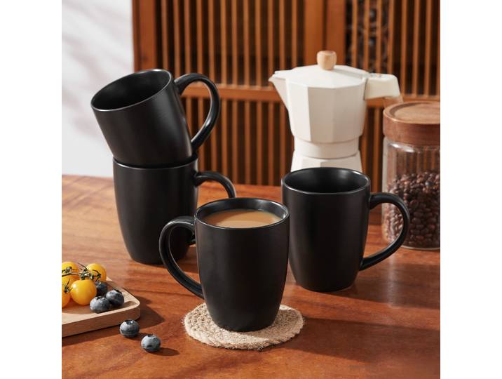 Ensemble de tasses à café en grès Vancasso, 4/8 pièces, 12 oz/16 oz, noir et blanc, pour lait/café/cappuccino/thé/cacao