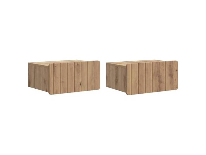 KGFHERENB Wandmontierter Nachttisch 2er Set Artisan-Eiche 49x34,5x24 cm Schwebendes Design schafft Bodenfreiheit im Schlafzimmer, inklusive zwei Schubladen für geordnete Utensilien.