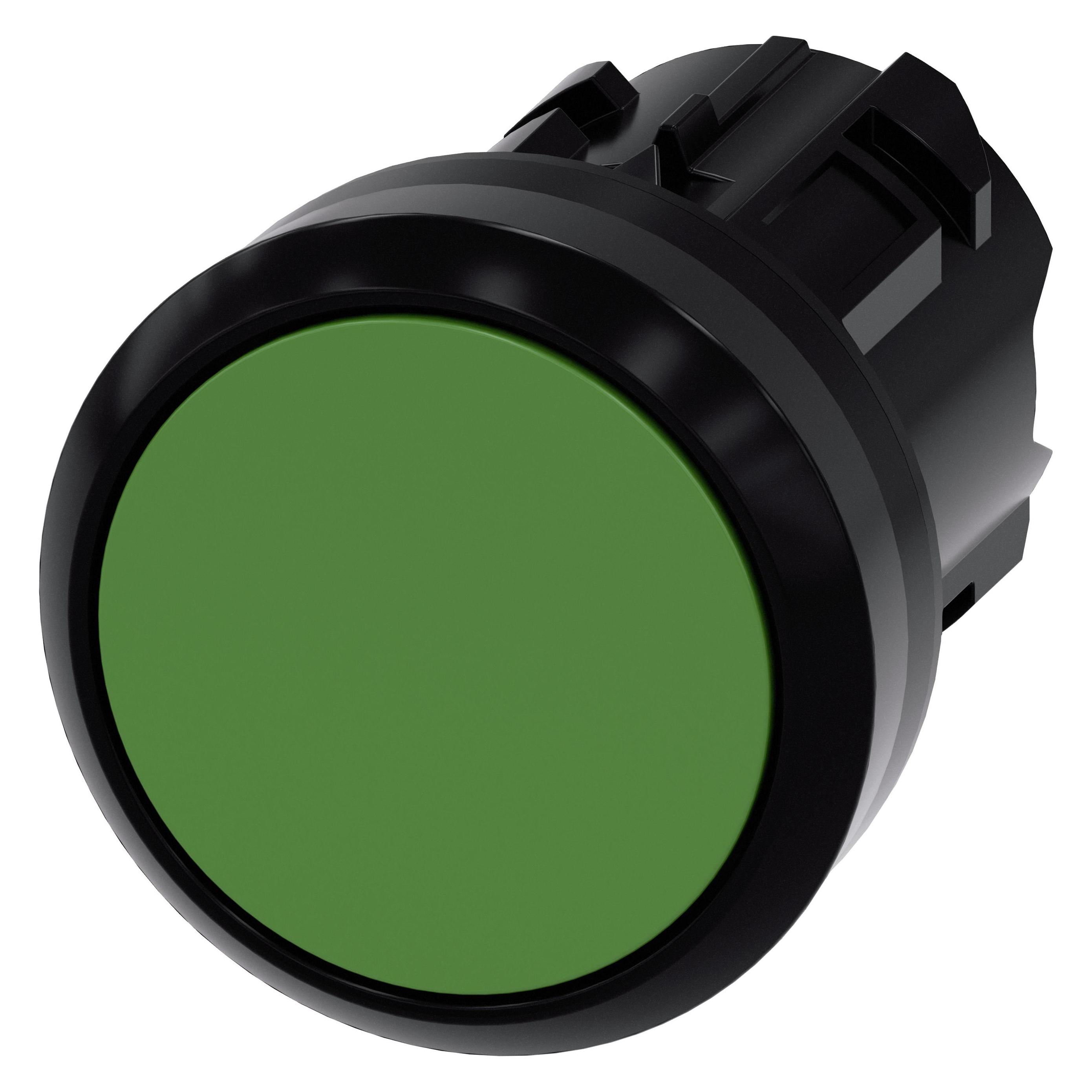 Siemens Pushbutton, 22mm, round, plastic, green (3SU1000-0AA40-0AA0)