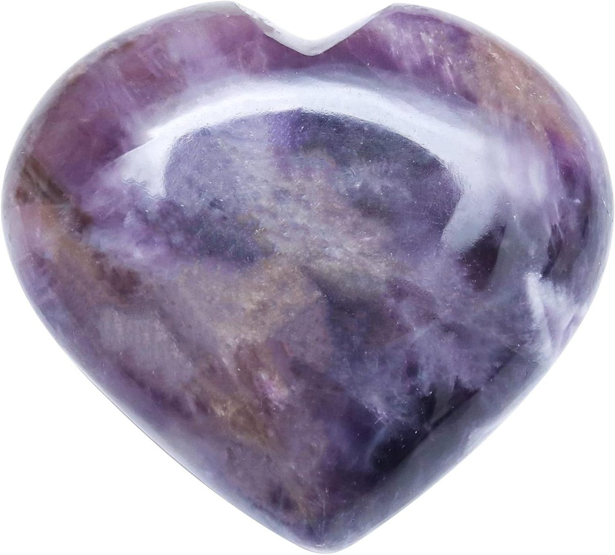 Amethist Hart Steen - Handgesneden en Gepolijst Edelsteen Hart - Paars - 50-55mm