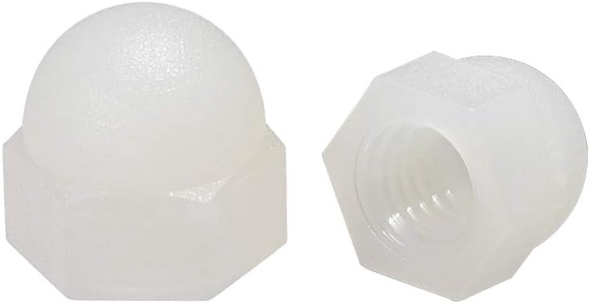 20 stuks M5 nylon hoedmoeren met zeskant en koepelvorm, wit