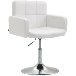 DELUKE Lounger Sessel RIYADH - Kunstleder Weiß 58x48x80 cm | Barhocker Loungesessel Wohnzimmer Bequem Clubsessel Sessel Hotel