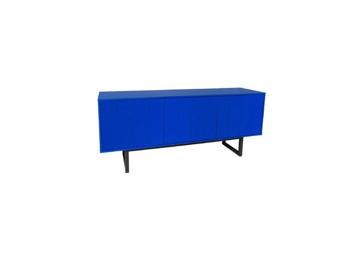 Design Sideboard „Camden Herringbone Blue“ Eiche Königsblau, Schwarz MR.WOOD