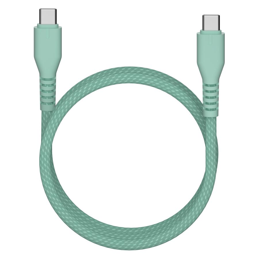 Qualo nylon cable USB-C - USB-C 1.5m 3A mint QKN-CC-21 (1.50 m, 60 W) (62601918)