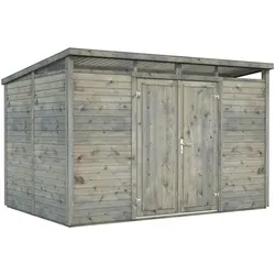 Palmako Gerätehaus Elias 7,3 m2 - 16 mm grau tauchgrundiert