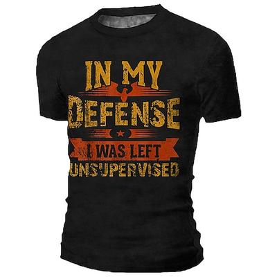 Herren Lustiges Graphic T-Shirt - 'Zu meiner Verteidigung ich wurde ohne Aufsicht gelassen' Lebensstil Humor Oberteil