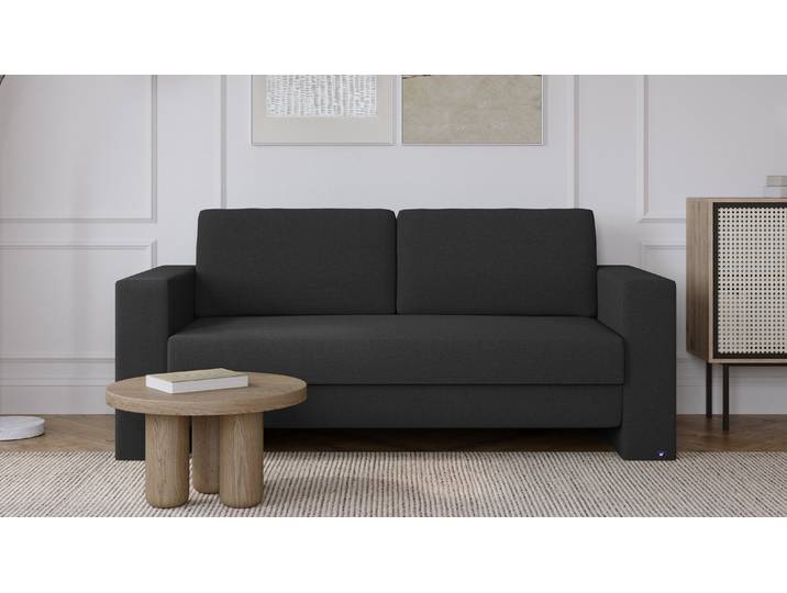 BRUNO Schlafsofa 140cm in Anthrazit Kubus stabiles Massivholz & Boxspringkomfort