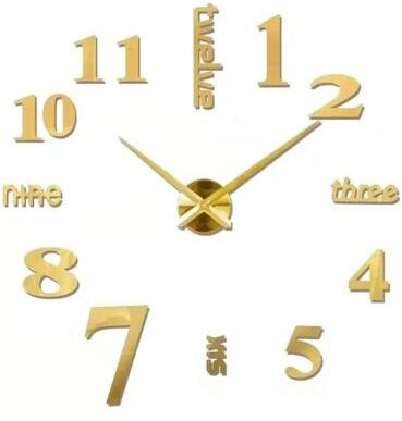 Uplifted Goods Contemporary 3D Oversized DIY Mirror Wall Clock 018 Gold 1.31 1.64 Ft 2d