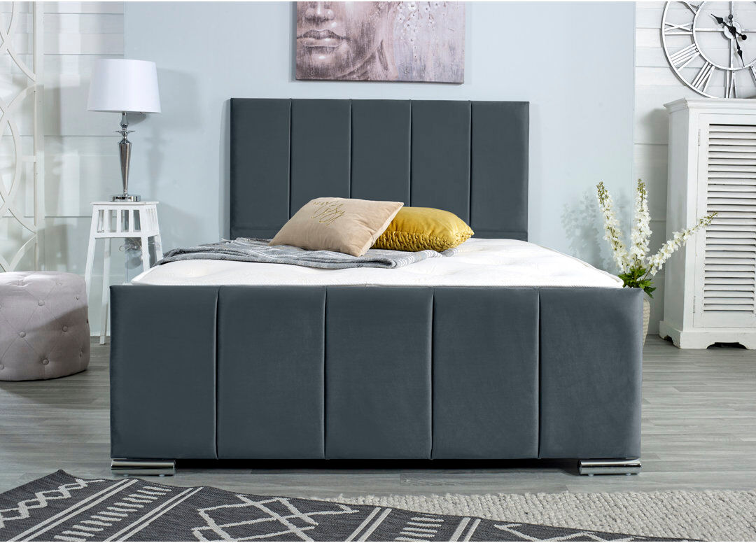 Wayfair Sleep Rossing Upholstered Bed Frame Steel Kingsize (5')