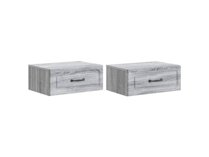 fsahslih Wandnachttisch 2er Set Graues Sonoma 49 x 34,5 x 20 cm Platzsparender Hängeschrank für Schlafzimmer und Wohnbereich mit zwei geräumigen Schubladen aus verarbeitetem Holzwerkstoff.