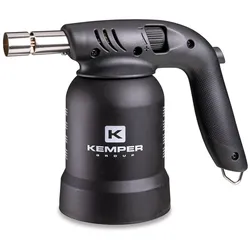 Professionelle Gaslötlampe 360° Nutzung Gasbrenner Piezo-Zündung Durchstechbare Gaskartuschen BLACK EDITION KEMPER