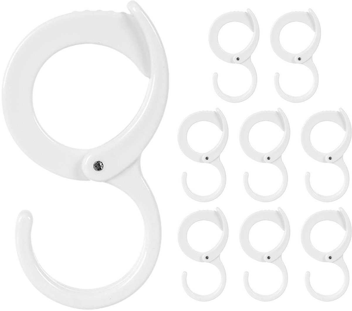 Witte S-vormige ophanghaken voor kleding en keukengerei