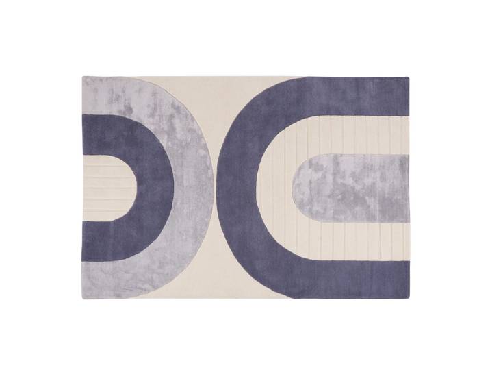 Tapis motif tufté et ciselé bleu et écru 160x230