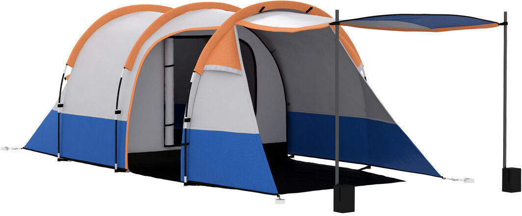 Outsunny 2 Man Camping Tent Tunnel Tent Large 420L x 200W x 150H cm Orange 3 Person
