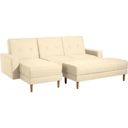 FUNKTIONSSOFA mit Hocker Kattie Flachgewebe beige