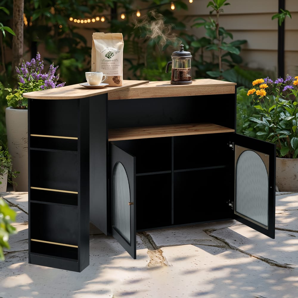 Urban Meuble Table de Café d'Extérieur Multifonction noir Noir 138x105x39cm