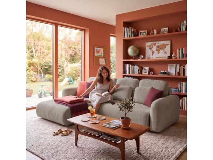Muffo Nest L Ecksofa Schlaffunktion Bettkasten Olivgrün 280 cm Ecksofa, ausziehbar, Bettkasten, Schlaffunktion, freistehend, Doha Stoff, Easy Clean, modern