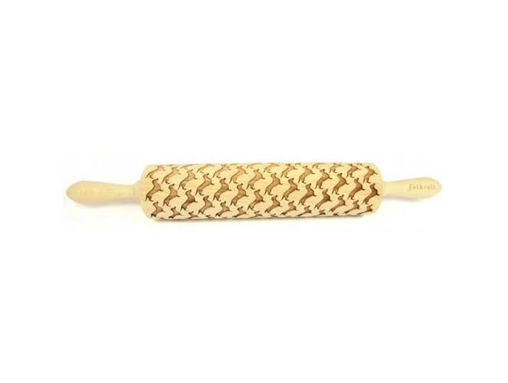 Folkroll Teigrolle Dackel Sonderedition, groß, 43 cm, Nudelholz, Prägerolle, Muster, Motiv, Rolle, Buchenholz, 335321