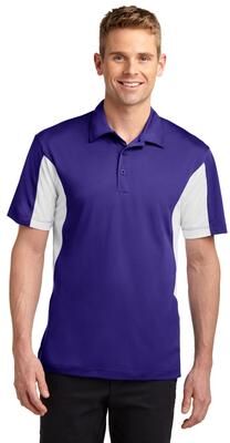 Sport-Tek ST655 Side Blocked Micropique Sport-Wick Polo Shirt in Purple/White size XL   Polyester