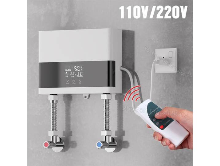 Chauffe-eau instantané 110V/220V pour salle de bain et cuisine, chauffe-eau électrique mural, douche à eau chaude, affichage de la température LCD