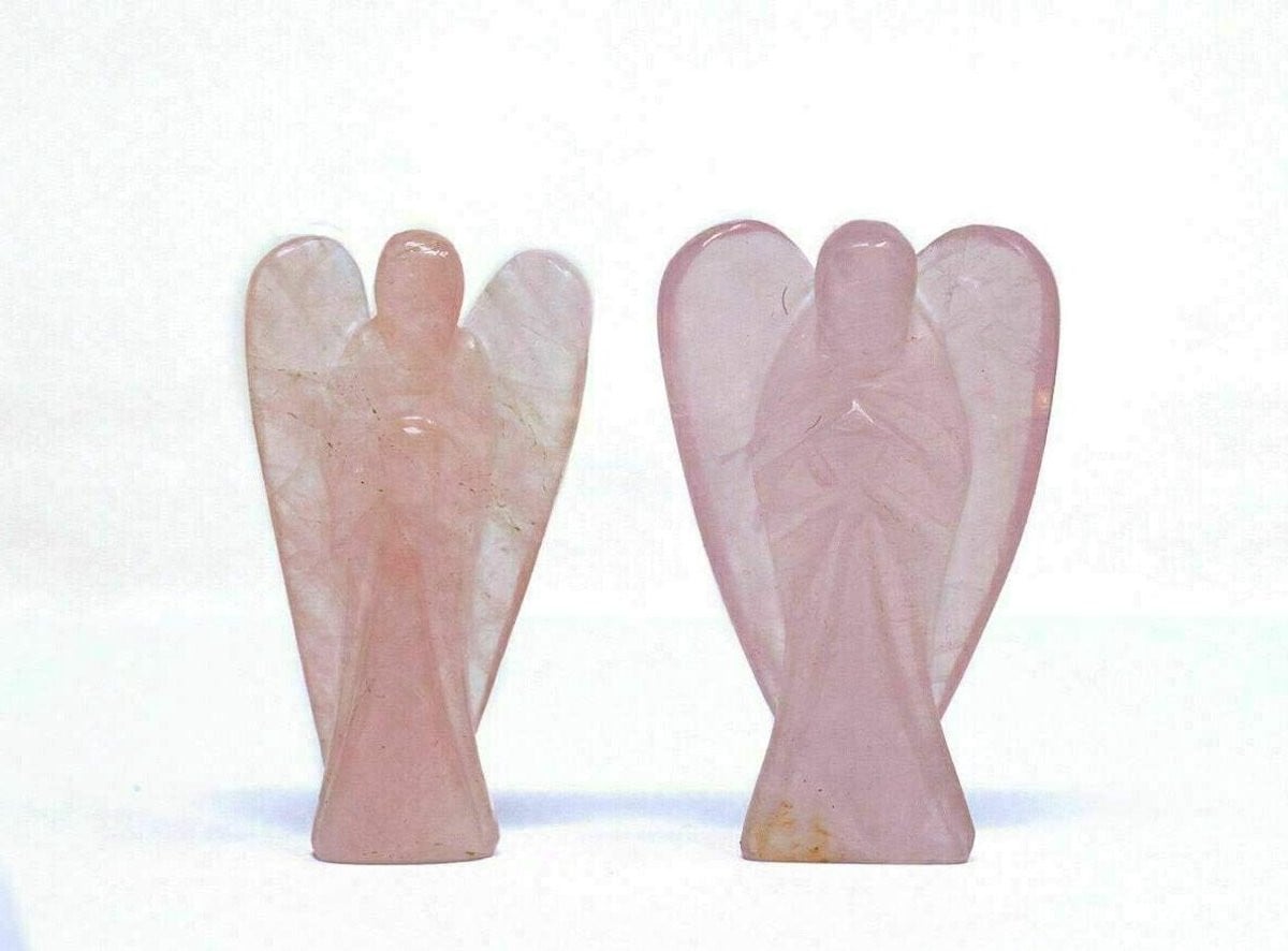 Beschermengel Kristal Rozenkwarts - Handgesneden Edelsteen Beeldje voor Meditatie en Decoratie - 50 mm