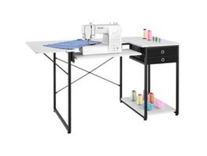 VEVOR Nähtisch Nähmaschinentisch mit klappbarer Tischplatte & verstellbarer Ablage & Stahlbeinen & Schublade, Mehrzwecktisch Computertisch für Zuhause Modestudio Kunststudio Bildungseinrichtung
